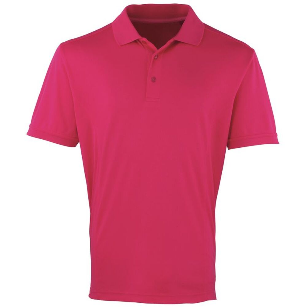 Premier Mens Coolchecker Pique Short Sleeve Polo T-Shirt / Hot Pink